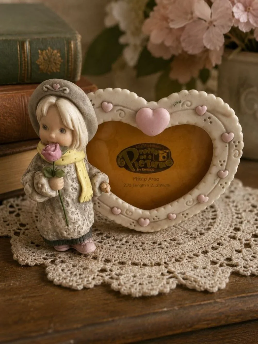 Precious as a Picture by Enesco Heart Photo Frame with Girl Figurine 1996